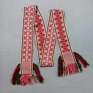 Vintage Soviet Lithuanian Folk Woven Textile Sash Dovana USSR 230cm
